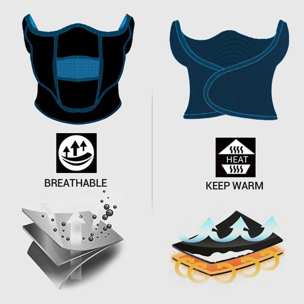 Winter Thermal Face Mask Ear Warmer Ski Riding Motorcycle for Cold Weather Black