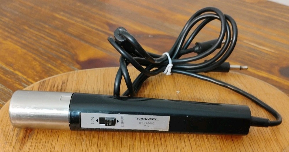 VNTG Realistic Dynamic Microphone Handheld With Twin Jacks Small Black