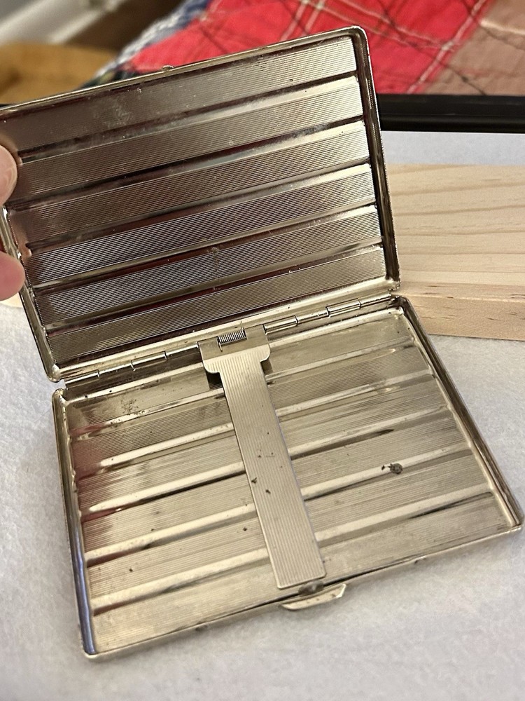 Vintage Silver-Plated Steampunk Cigarette Case, 3” x 4”