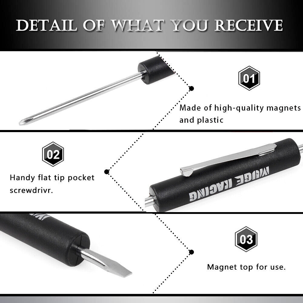 Mini Screwdriver Flat Tip with Phillips Top and Pocket Clip Same as Snap-on 2PCS