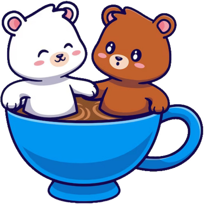 30 Custom Two Bears In A Tea Cup Personalized Address Labels