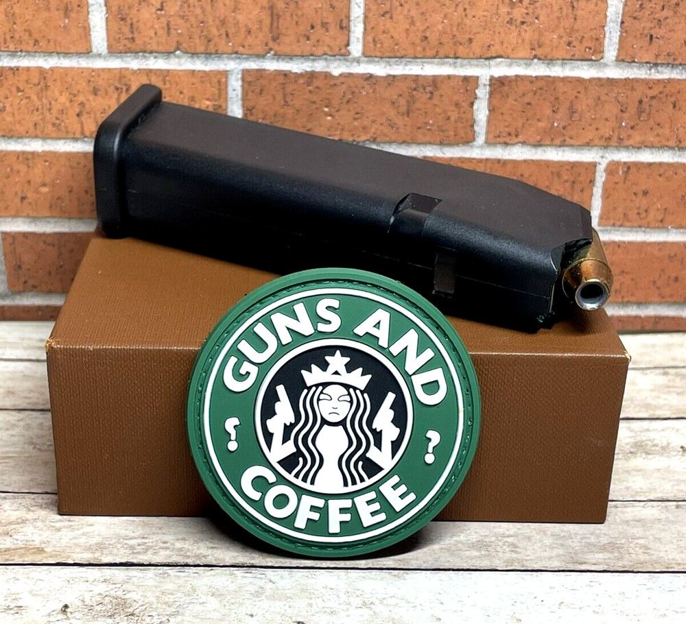 PVC Tactical Patch - Guns and Coffee Morale Gun Patch - Hooked Backed
