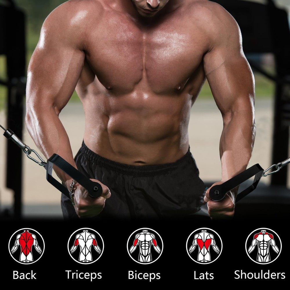 D Handle Cable Machine Attachment for Weight Workout LAT Pull Down Attachment...