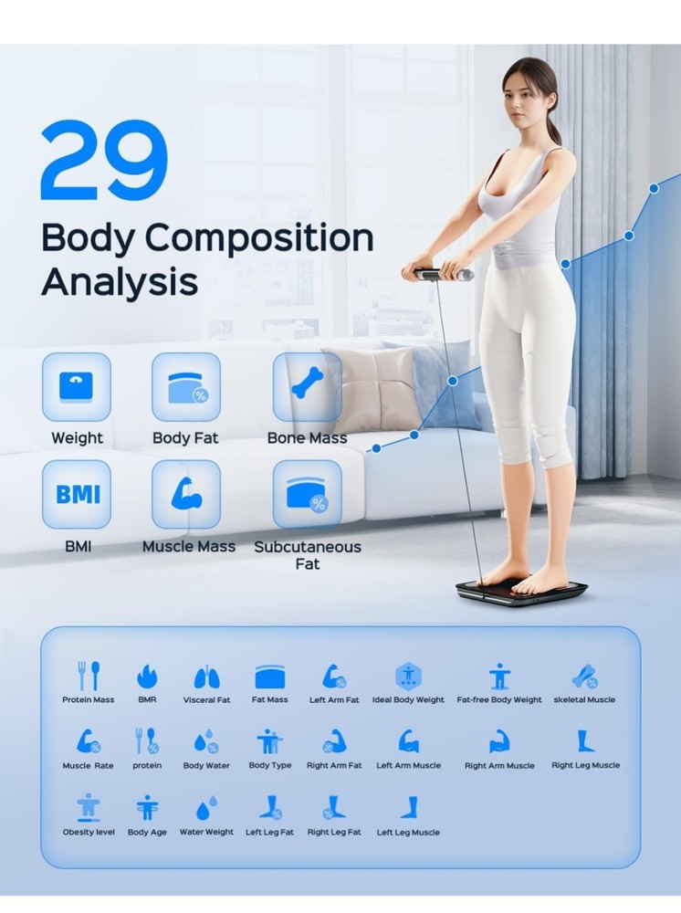 Tychesy Smart Scale with BMI, 8-Electrode Body Composition Analyzer. READ.