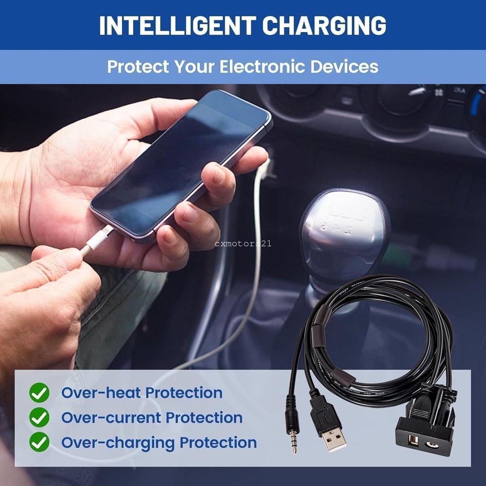 USB AUX Car Dash Panel Mount w/ 3.5mm Input For Toyota Prius 12-19 Corolla 07-19