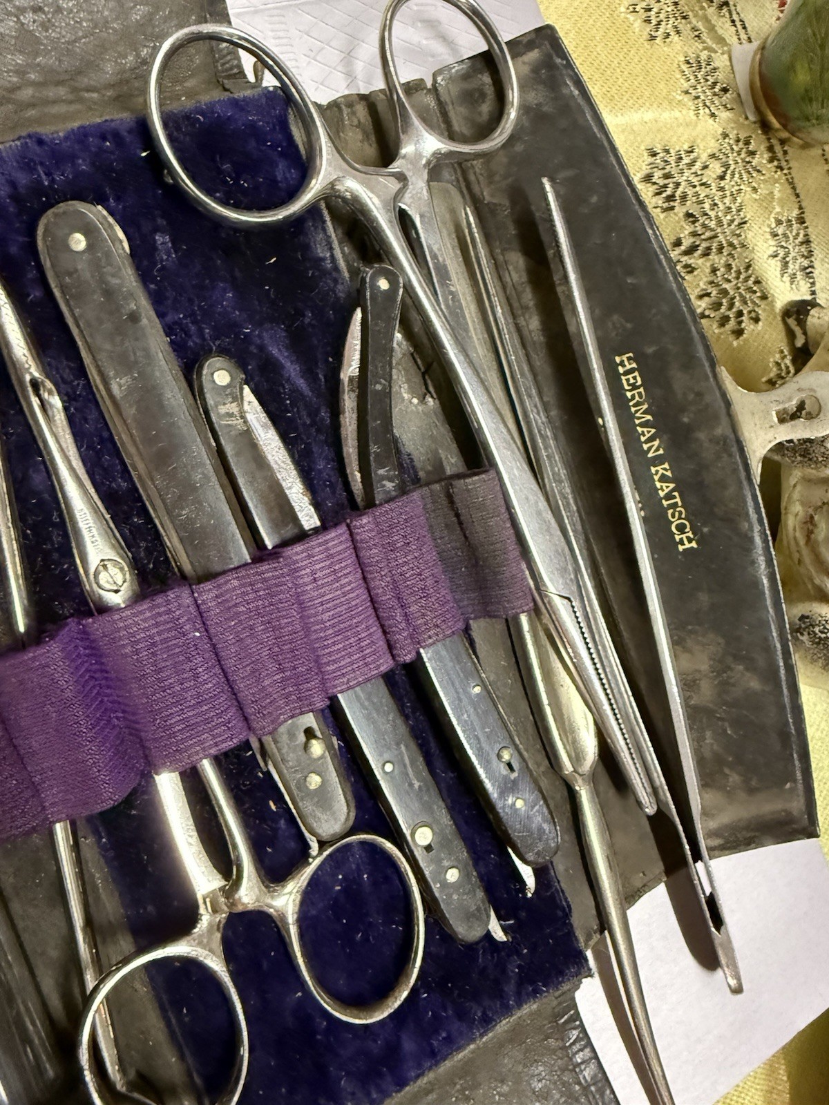 19c.medical Surgeon Surgical Case Set Lancets Instruments Ebony Bistoury,scalpel