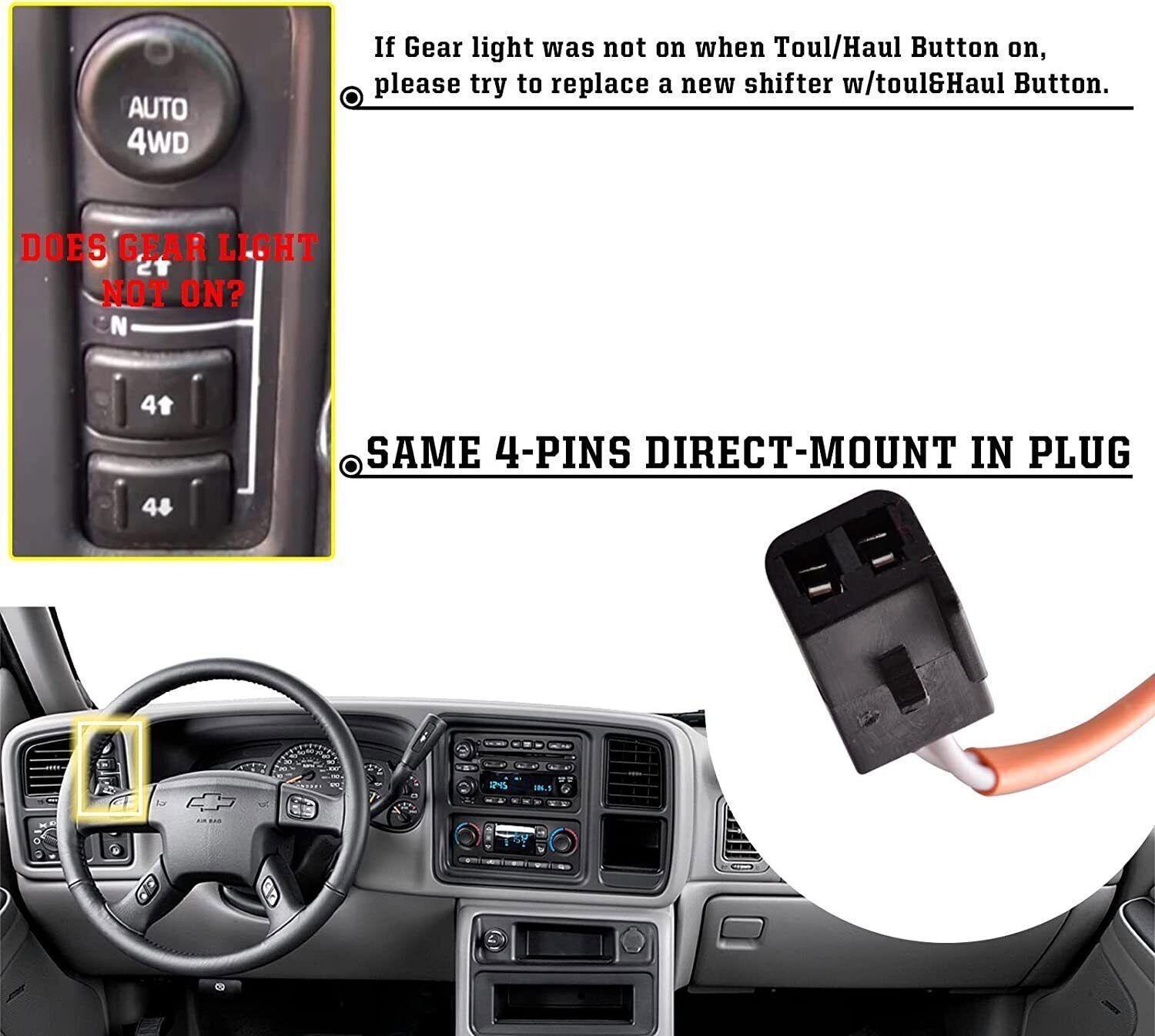 Gear Shift Lever & Tow Haul Button For Suburban 2000-2006 Silverado 1999-2006