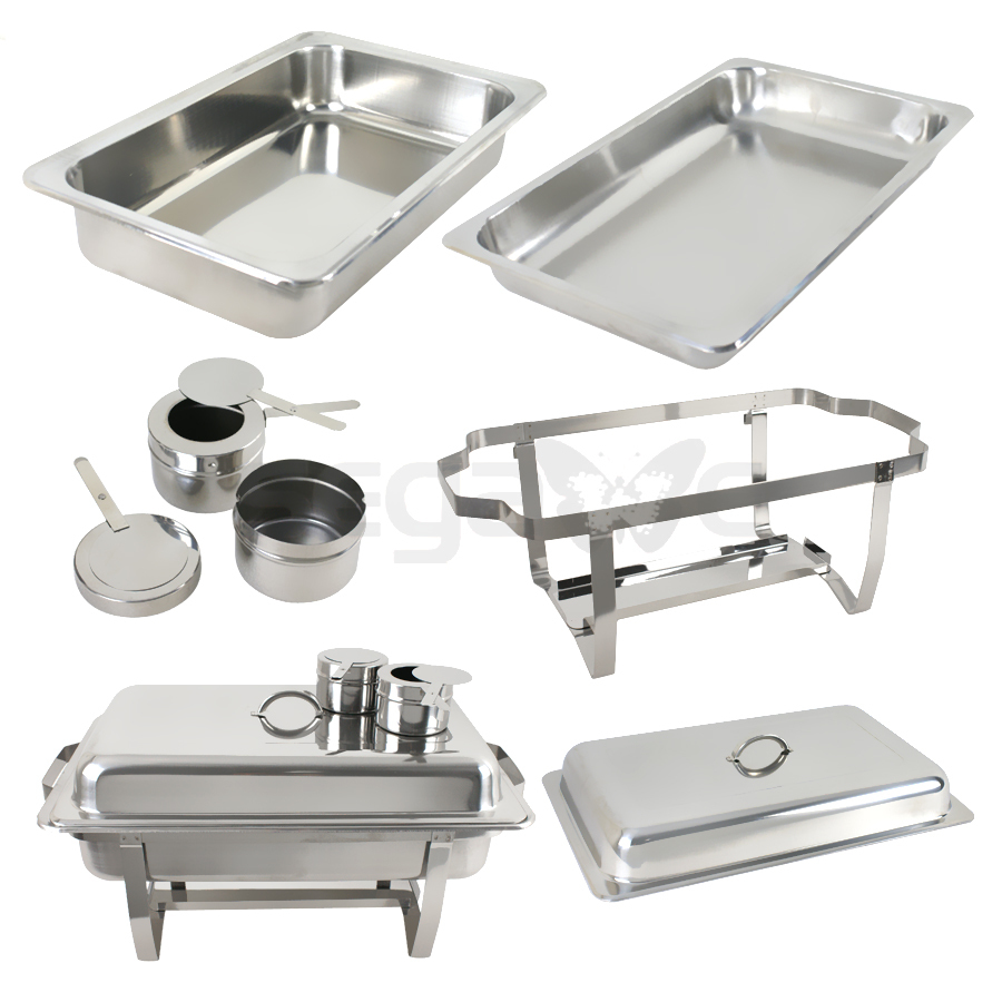 4 Packs Chafing Dish 8 Quart Stainless Steel Rectangular Chafer Full Size Buffet