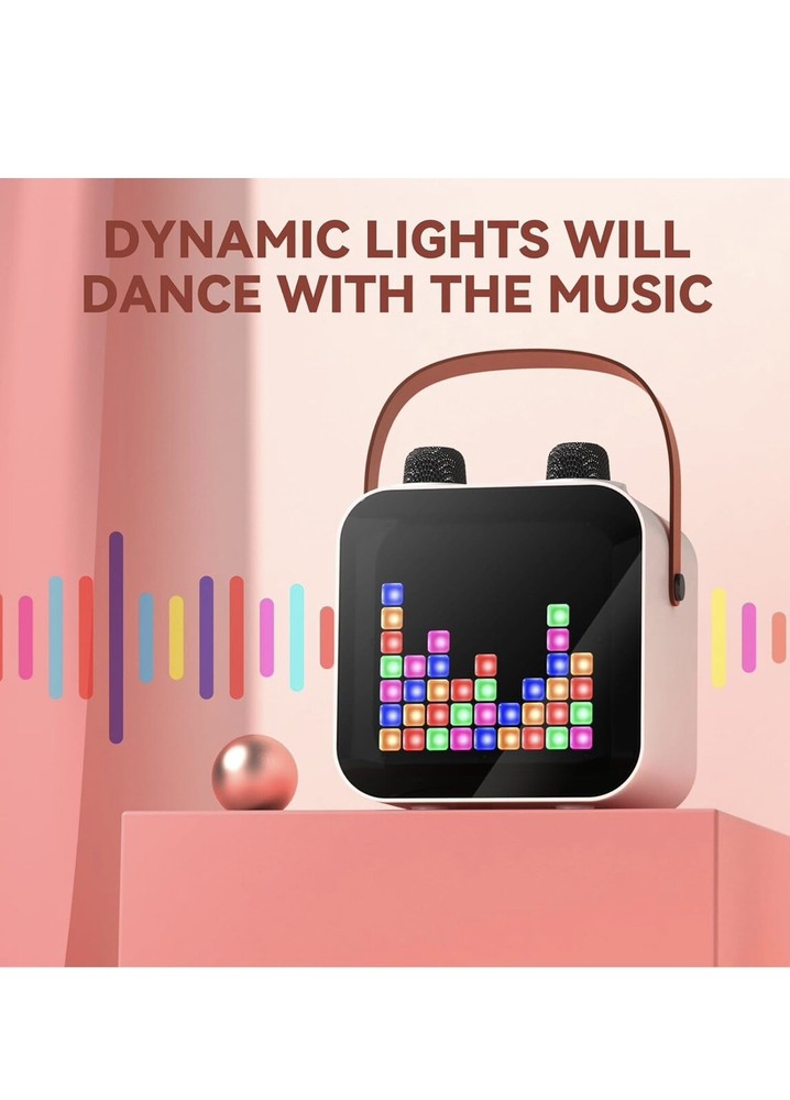 Portable Karaoke Machine with 2 Wireless Microphones Bluetooth Record