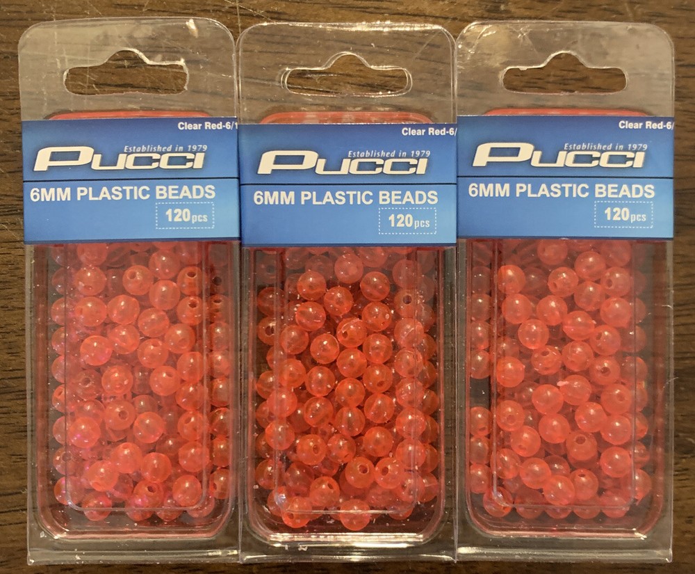 3 Packs Pucci 6 MM Beads Clear Red