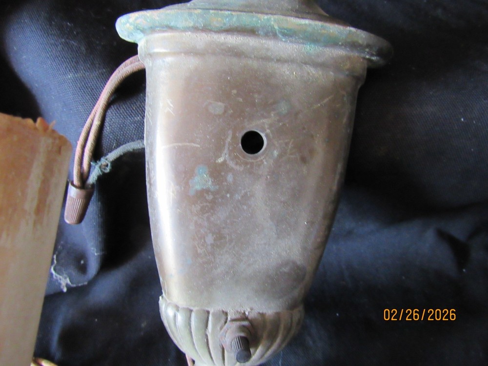 Set 2 Antique Wall Sconce Lights Solid Brass for COMPLETE RESTORATION