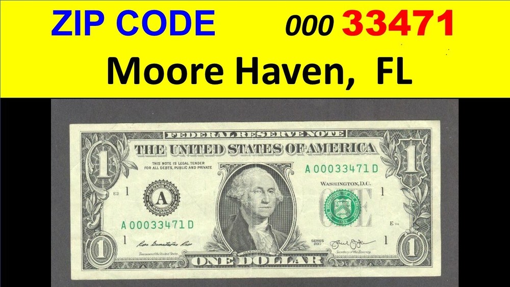 ZIP code == 33471 == Moore Haven , FL == cool note == == A00033471D