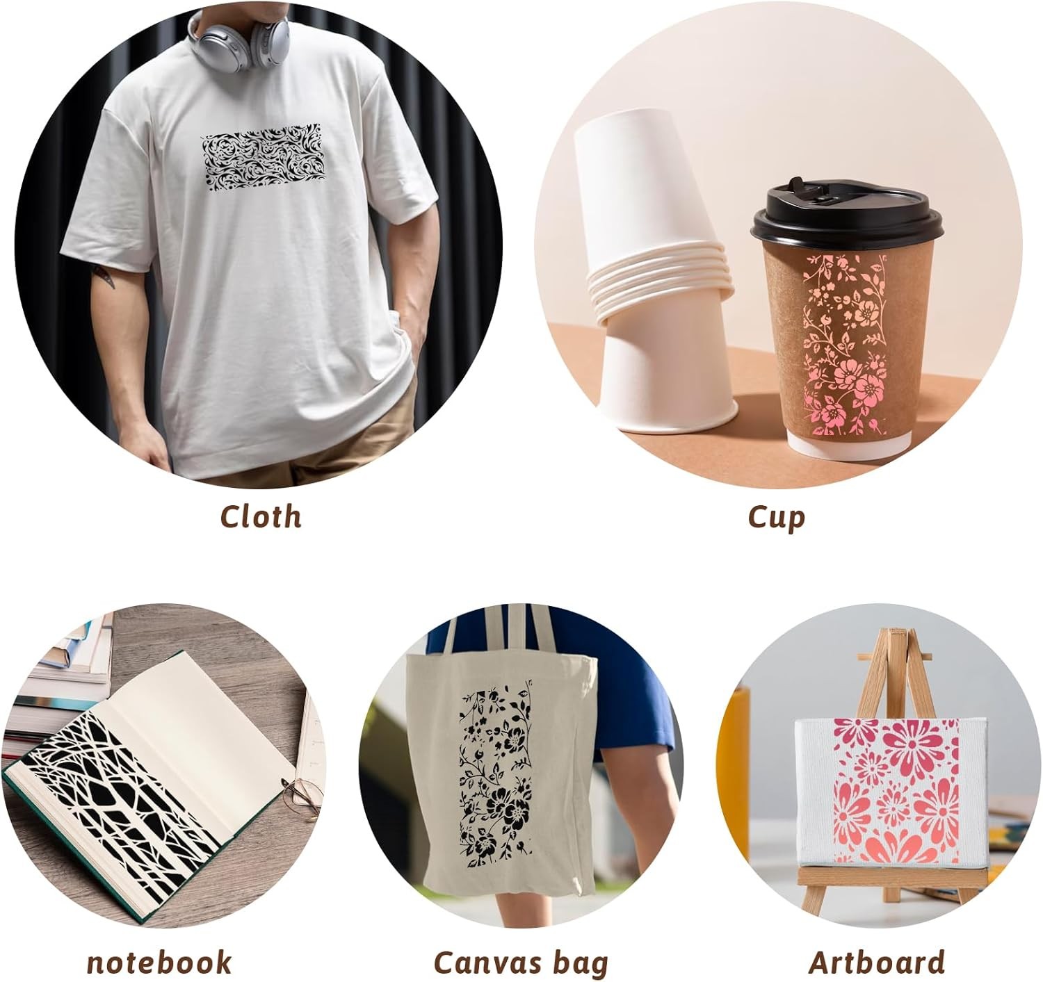 16 Pcs Stencils for Crafts Reusable Stencils for Painting Texture Stencils Backg