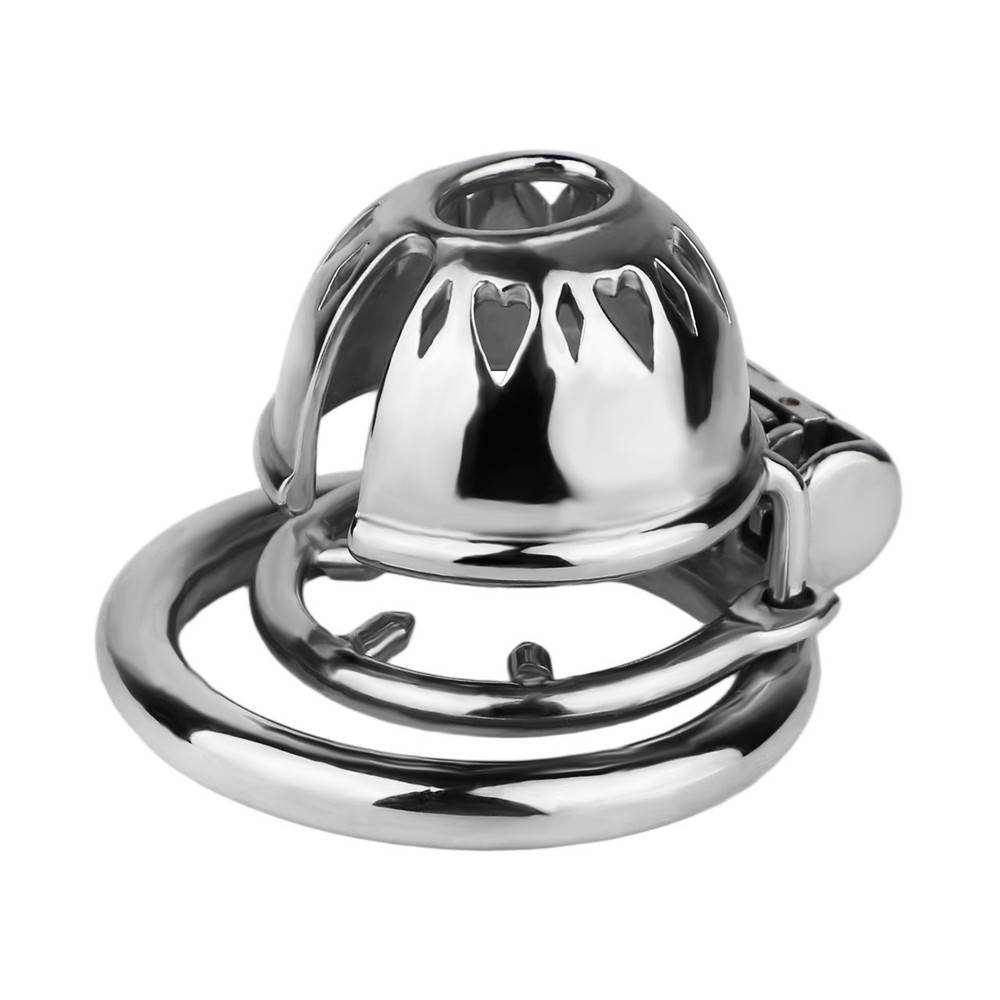 Metal Chastity Device for Men Ventilated Designed Cage with Lockable Ring SM