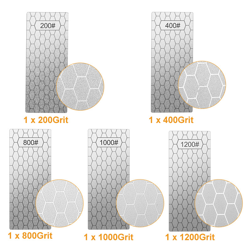 5pcs Diamond Grinding Sharpening Plate 200-1200 Grit Whetstone Stone for Knife