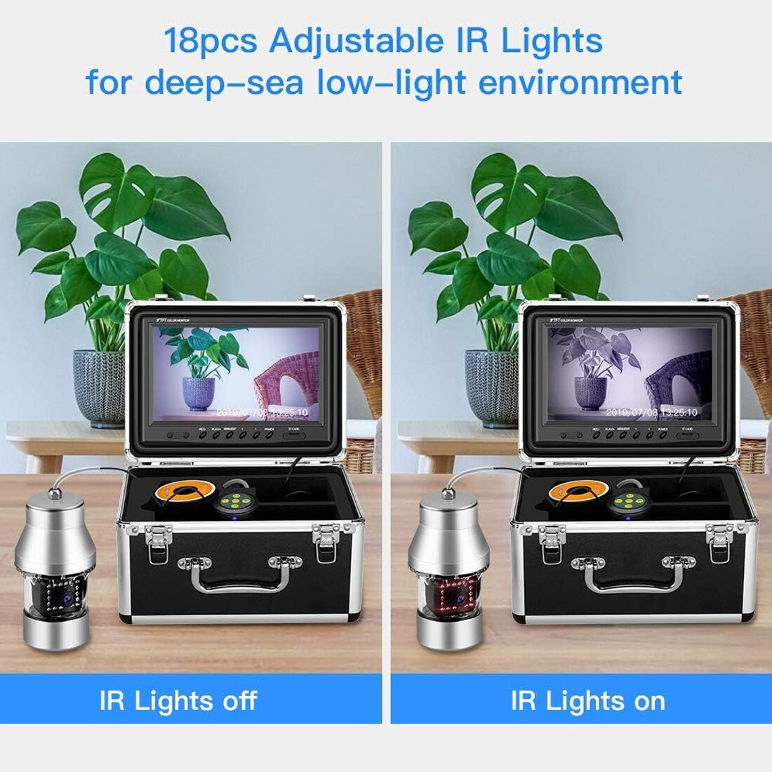 Eyoyo 9'' Underwater 360° Horizontal Fishing Camera 30M Cable 8GB Fish Camera