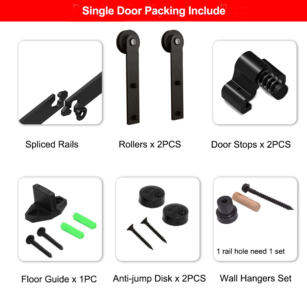 4-20FT Sliding Barn Wood Door Hardware Closet Track Kit For Single/Double/Bypass
