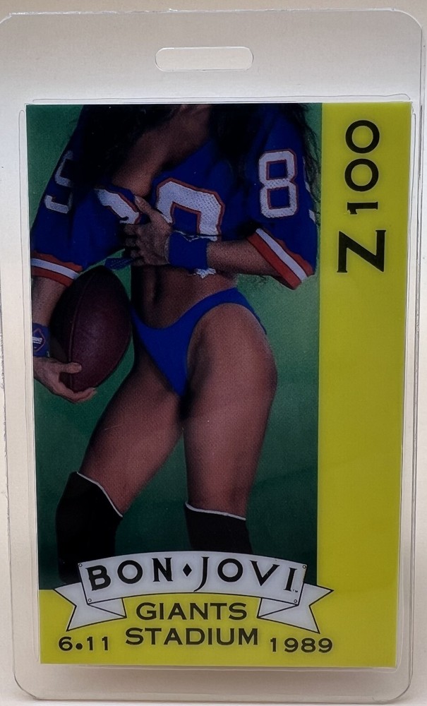 BON JOVI 1989 Laminated Backstage Pass Z100 Giants Stadium 6/11/89