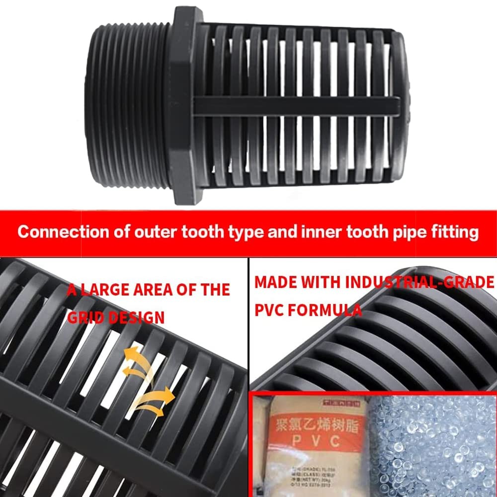 2 Inch Threaded Suction/Overflow Strainer, Screen Strainer 2 Inch (2 Pack)