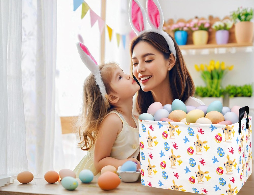 BOOHIT Rectangle Empty Easter Baskets Boy Large Toy Storage Bin Girls collaps...