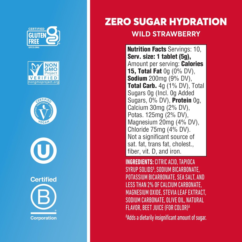 Nuun Zero Sugar Hydration Electrolyte Tablets Wild Strawberry 10 Count