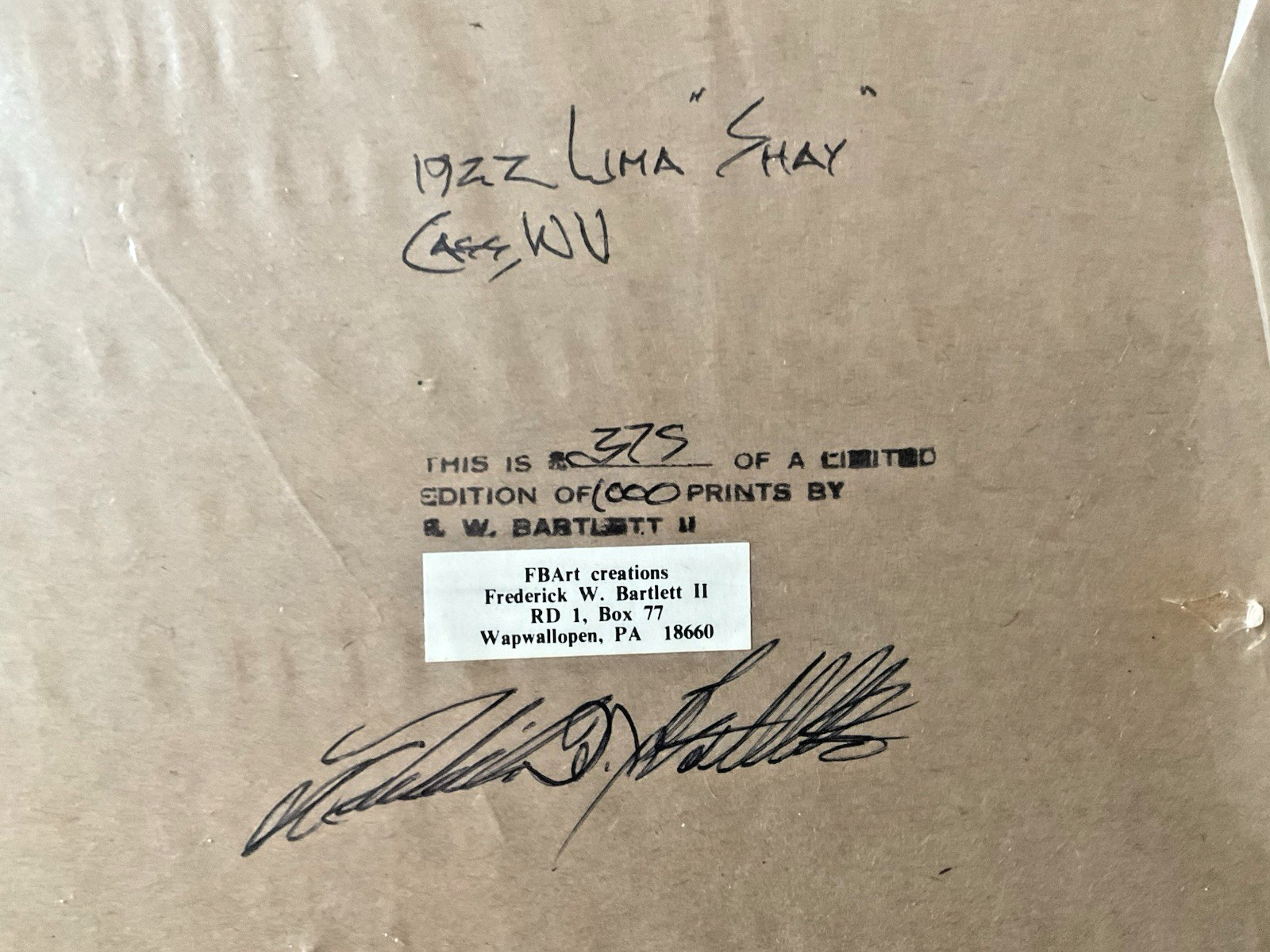 VTG 1978 Frederick W Bartlett II Cass Scenic Railroad Shay Locomotive Lithograph