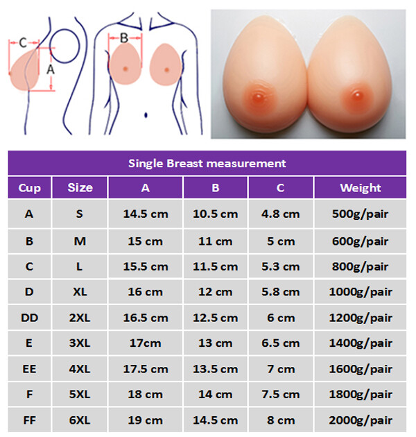 IVITA Teardrop Silicone Breast Forms CD A-FF Cup Fake Boobs Bra Enhancers