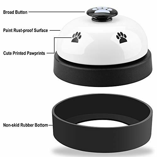 Printed Pawprints Rust-Proof Surface White Dog Training Bells (2 bells)