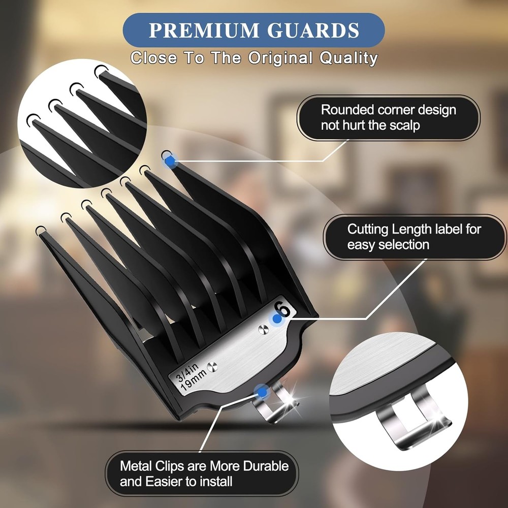 Compatible with Wahl Clipper Guards Set 10 Pack 1 Pack, Black