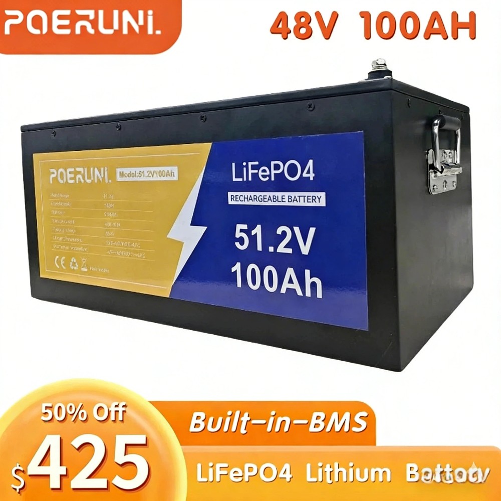 NEW 48V 100Ah LiFePO4 Lithium Battery Deep Cycle BMS For Golf Cart RV Off-grid