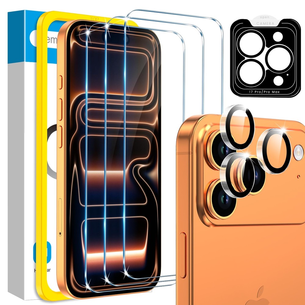3 Pack Screen Protectors & 1 Set Camera Lens Protector for iPhone 17 Pro Max 6.9