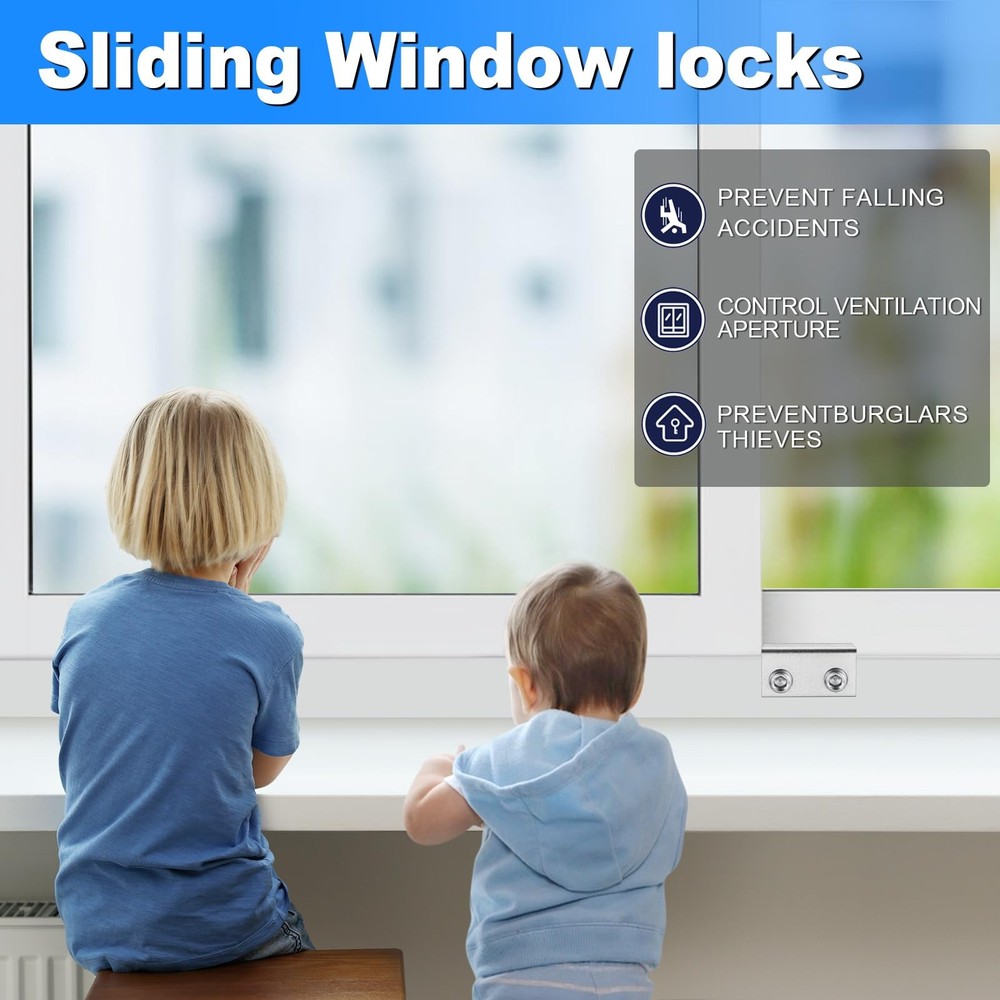 Sliding Window Locks 2 Sets Window Locks for Up and Down Windows and Horizont