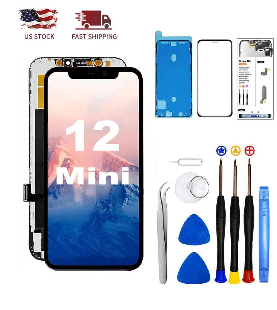 For iPhone 12 Mini Screen Replacement LCD Digitizer +Tools Kit+Screen Protector