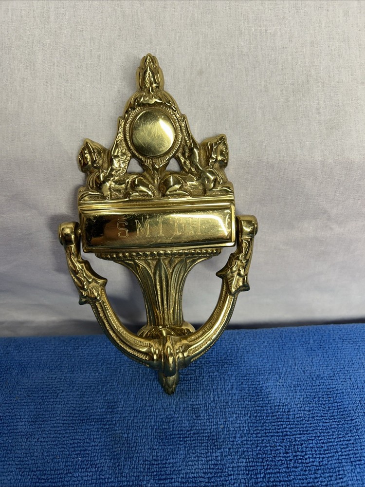 Solid Brass Door Knocker Engraved Personalized “Smith” Ships Fast!!