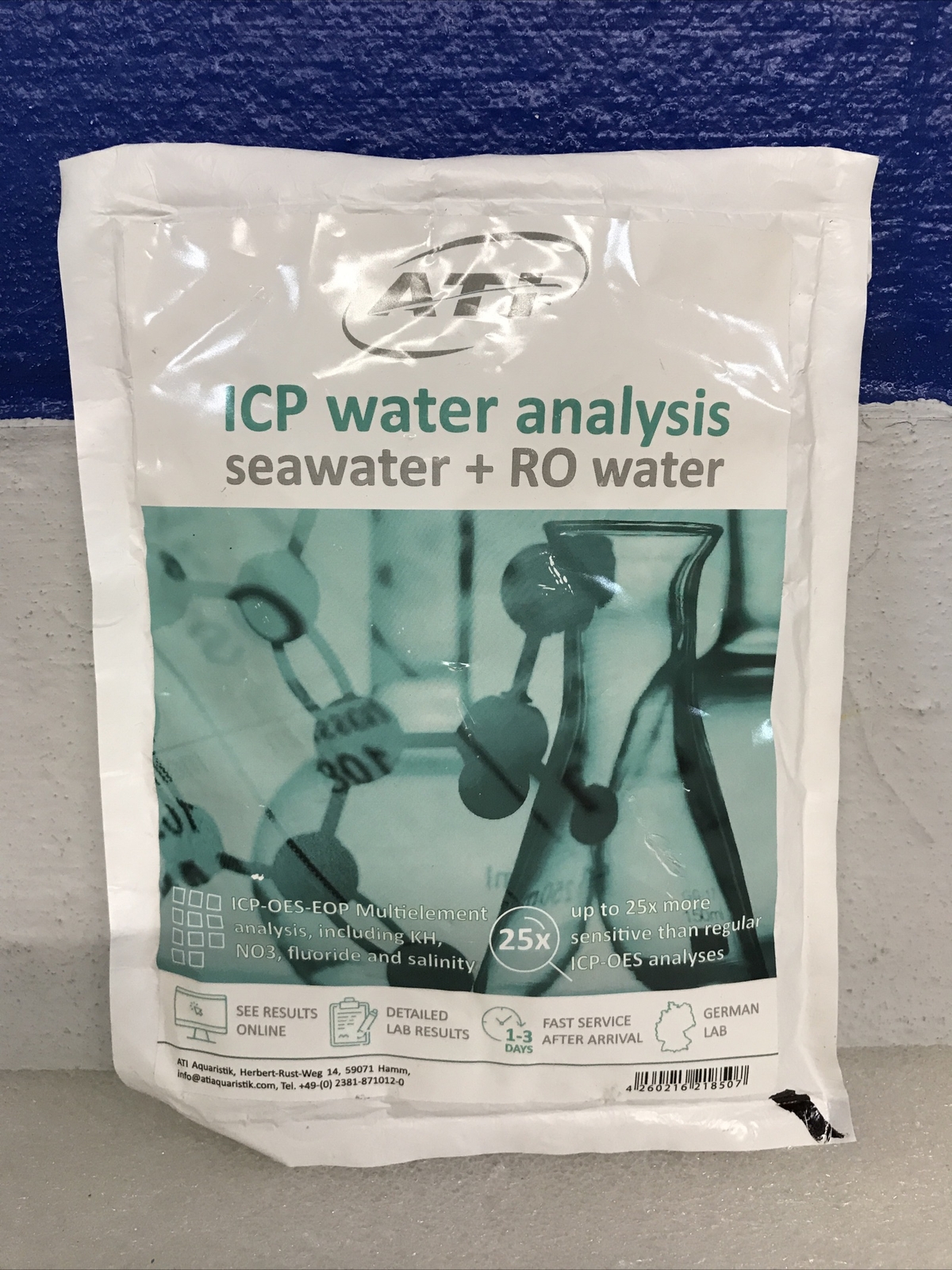 ATI ICP-OES-EOS Water Analysis Kit Seawater RO Water W/ Pre-Paid Shipping Label