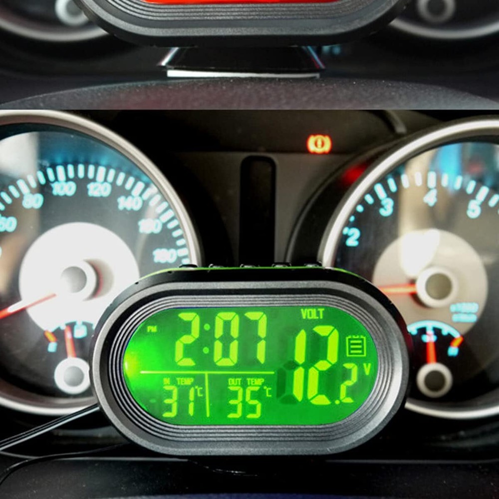Auto Electronic Car Thermometer Voltmeter Temperature Clock LED Digital Display