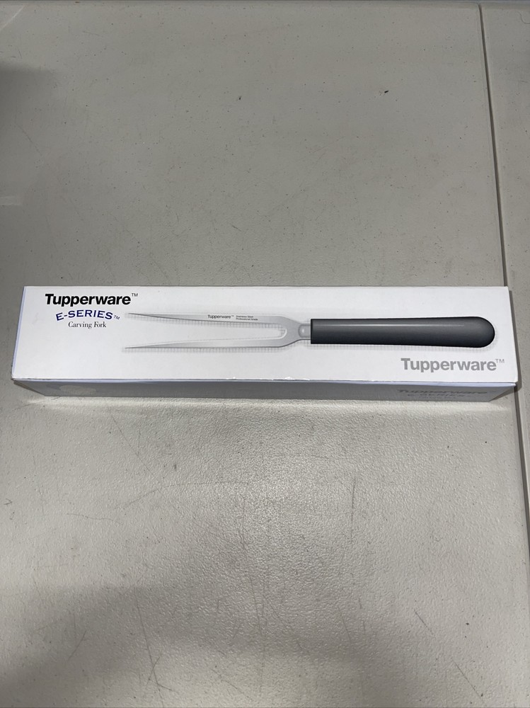Tupperware Stainless Steel Carving Fork with Black Handle