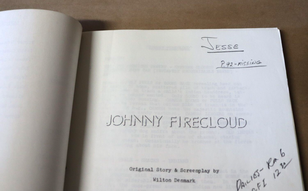 RARE VINTAGE 1975 JOHNNY FIRECLOUD ORIGINAL SCRIPT w/ DIRECTOR NOTES CASTLEMEN