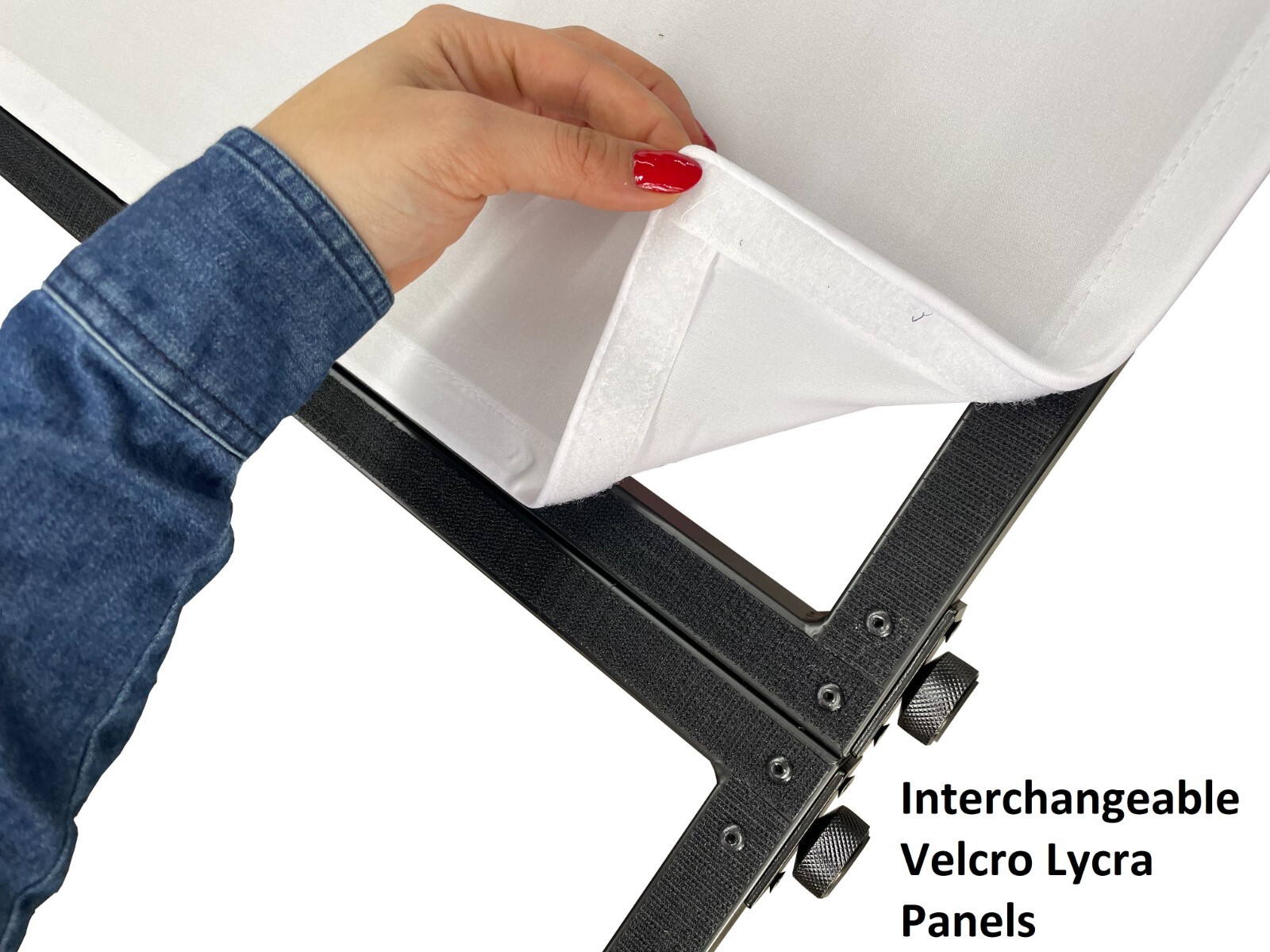 Jumbo 53" Wide DJ Event Facade White/Black Scrim Booth Two Top Corner Table Tops