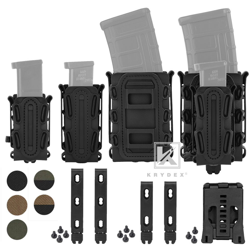 KRYDEX Soft Shell Mag Pouch Magazine Carrier with Clip for 5.56mm 7.62mm 9mm Mag