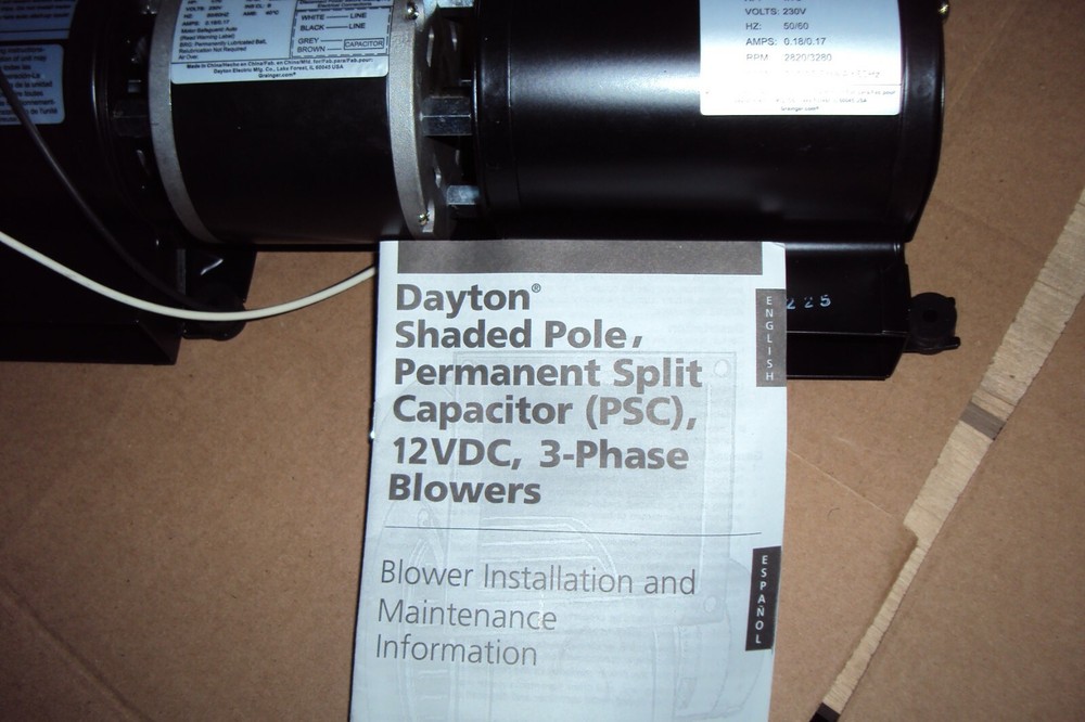 DAYTON 3FRF7 Blower Rectangular, Blower Wheel Diameter 2 1/2", 1 PH , 230 VOLT