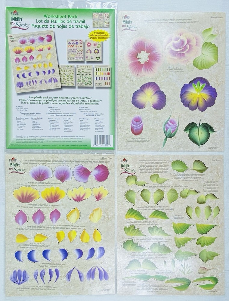 Basic Strokework Folkart One Stroke Worksheet Pack Plaid #1011 (2002)