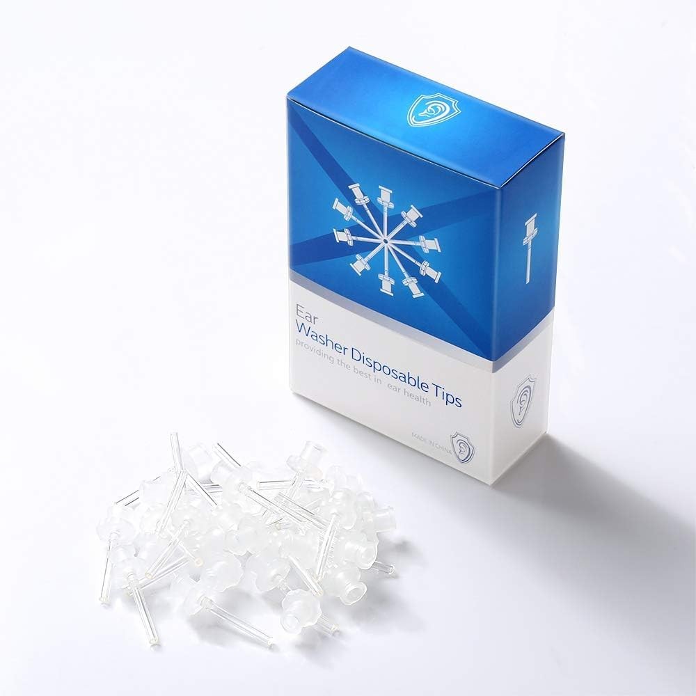 60 Pack Disposable Tips for Ear Washer, Replacement Washer 60 Pack, Clear