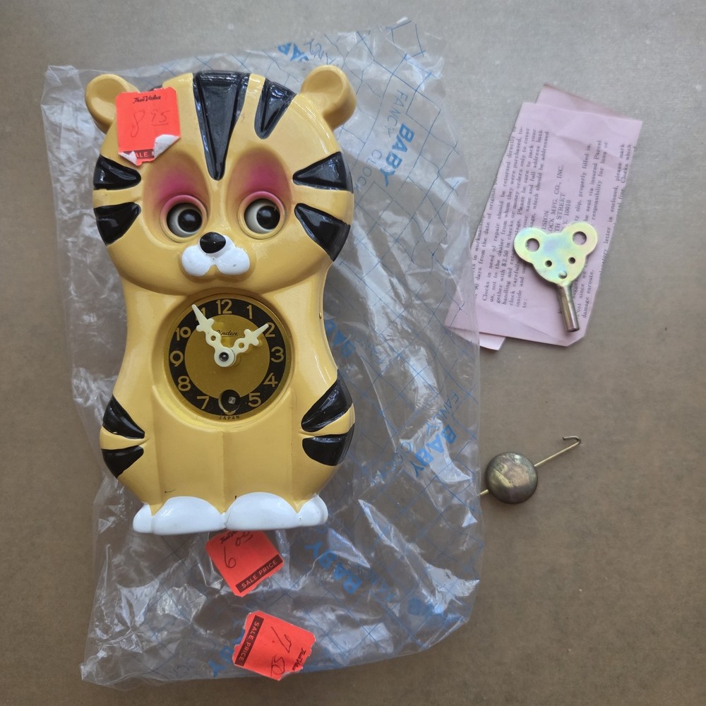 Tiger Linden Moving Eyes Mini Cuckoo Clock