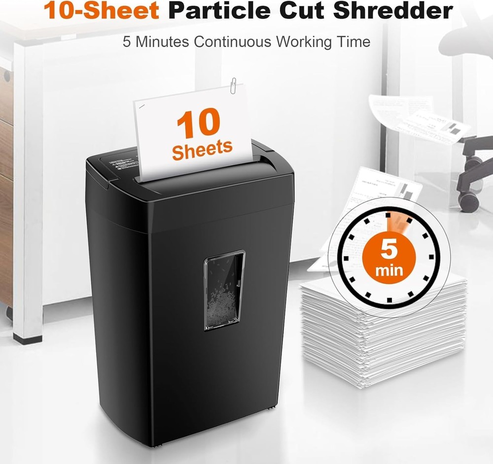 Effortless Micro Cut Shredding - 10-Sheet Capacity with Transparent Waste Bin