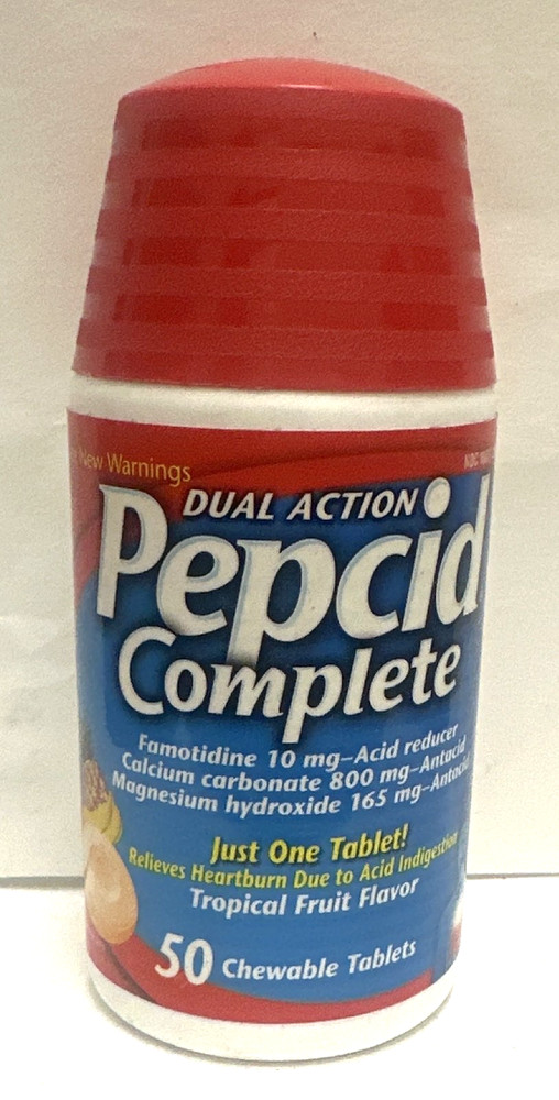 Pepcid Complete Dual Action Tropical Fruit Chewable Tablets 50 Count Exp 10/26