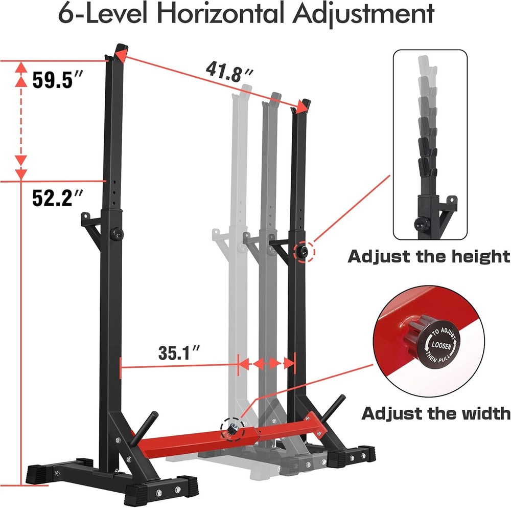 CANPA Adjustable Squat Rack Stand Multi-Function Barbell Rack Weight Lifting Gym