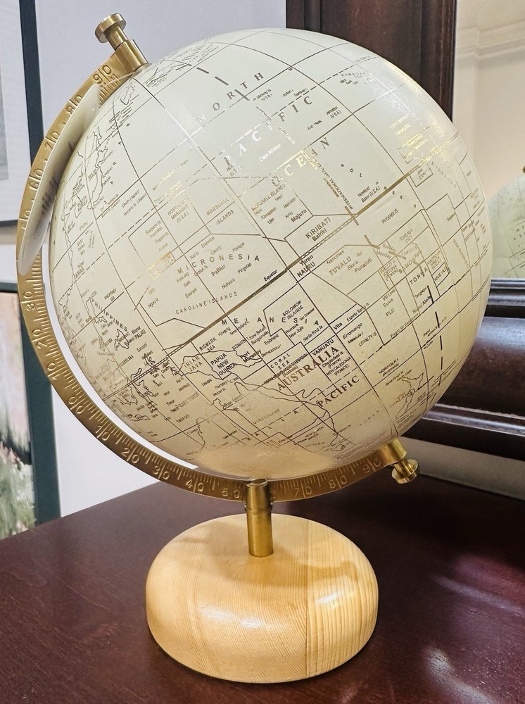 Threshold MODERN GLOBE World Map WOOD BASE Gold Metal TARGET HOME DECOR Tabletop