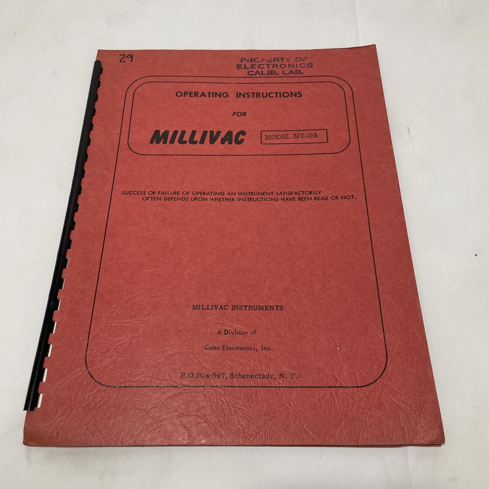 Millivac Type MV-19A Noise Voltmeter Operating Instructions
