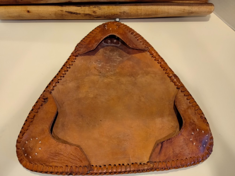 Hand Made Hand Sewn Camel Hide Trifold Camping Stool